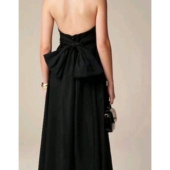 J.Crew Strapless Bow Back Maxi Dress Occasion Black $228 CG085 Size 2  NWT - Picture 3 of 11